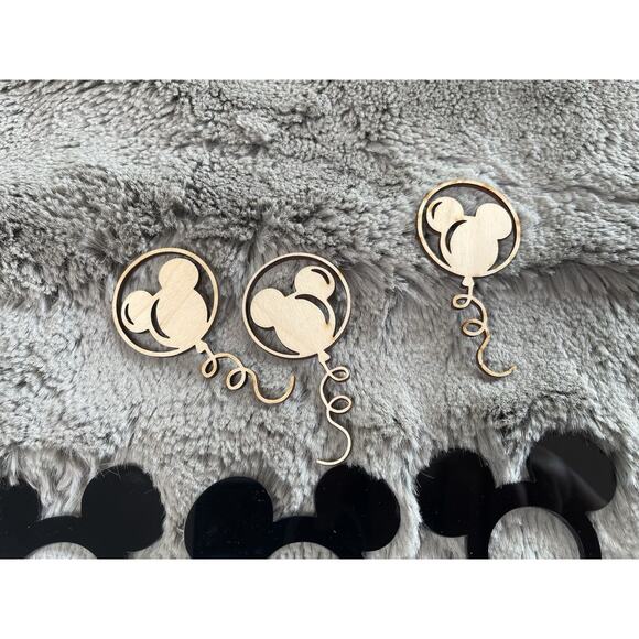 Mickey Mouse Plastic Napkin Ring Set Balloon Wood Shape Cutout Birthday Decor - Picture 9 of 9